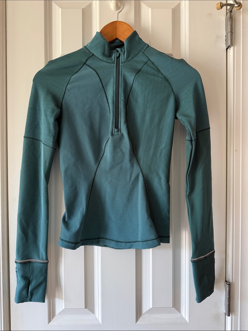 Lululemon Its Rulu Run Ribbed Cropped Half Zip TEAL size 2 NWOT (p4)